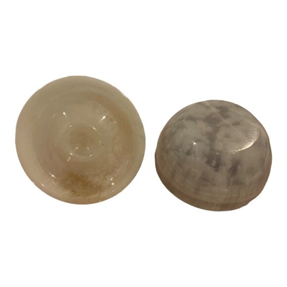 Onyx Trinket Dish Paperweight Jar With Carved Handle Lid Light Honey Round READ - Picture 7 of 11